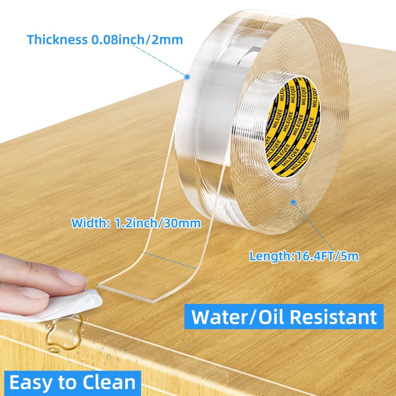 MILEQEE 3Pack Clear Edge Protector Strip,1.18in x 16.4FT(49.2FT Total),Sharp Edge Wrap Cover Tape,Self Adhesive Protective Bumper Guards for Cabinet Door Desk Table Furniture,Kitchen Countertop,Waterproof - Image 2